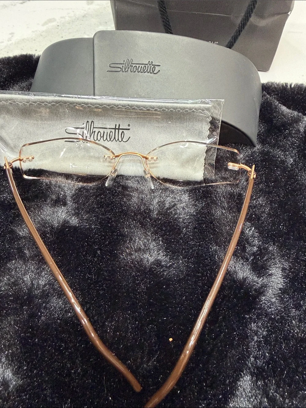 Silhouette Rimless Women's Eyeglasses in Gold and Brown